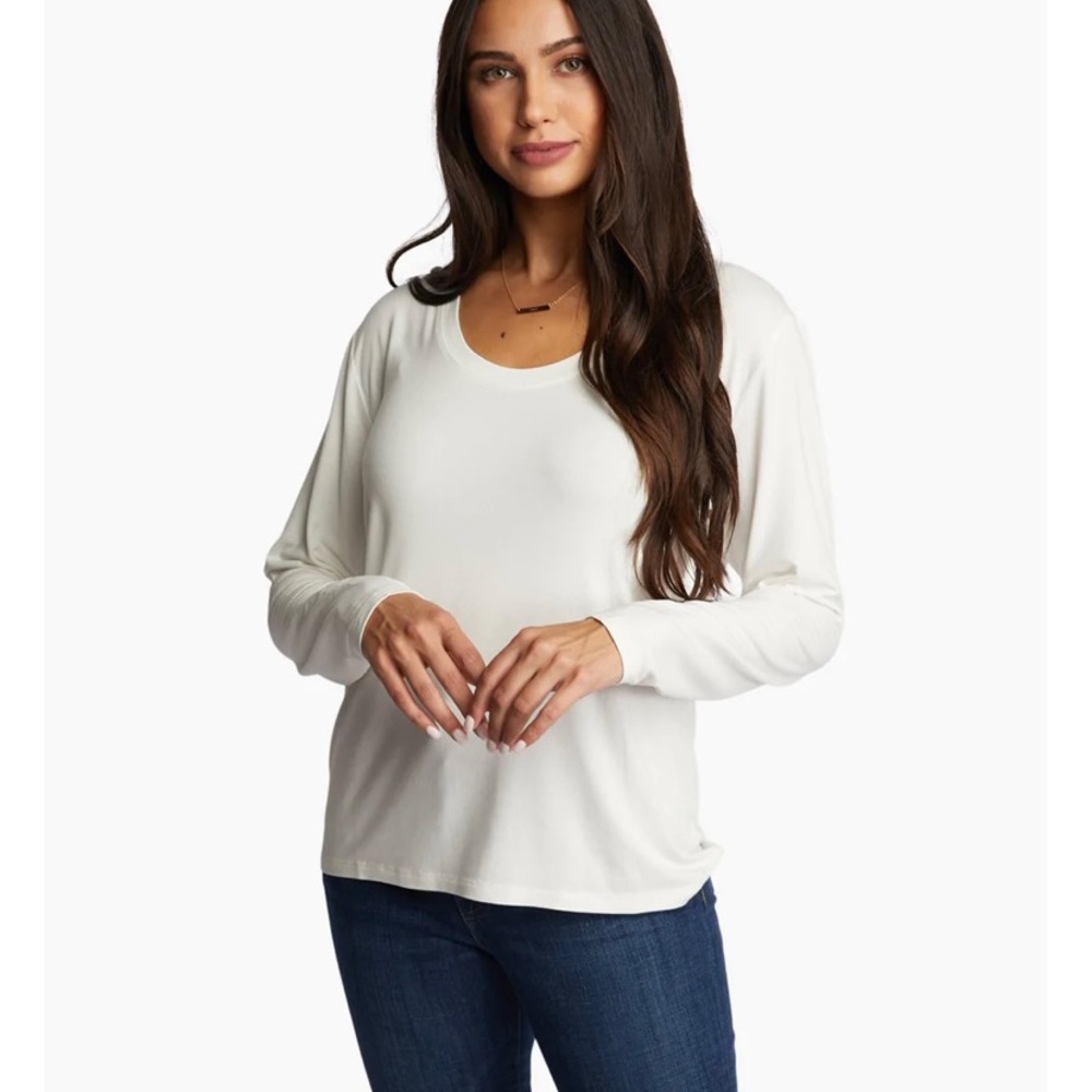NWT ABLE LONG SLEEVE MAE DRAPEY TEE, White, XXL.